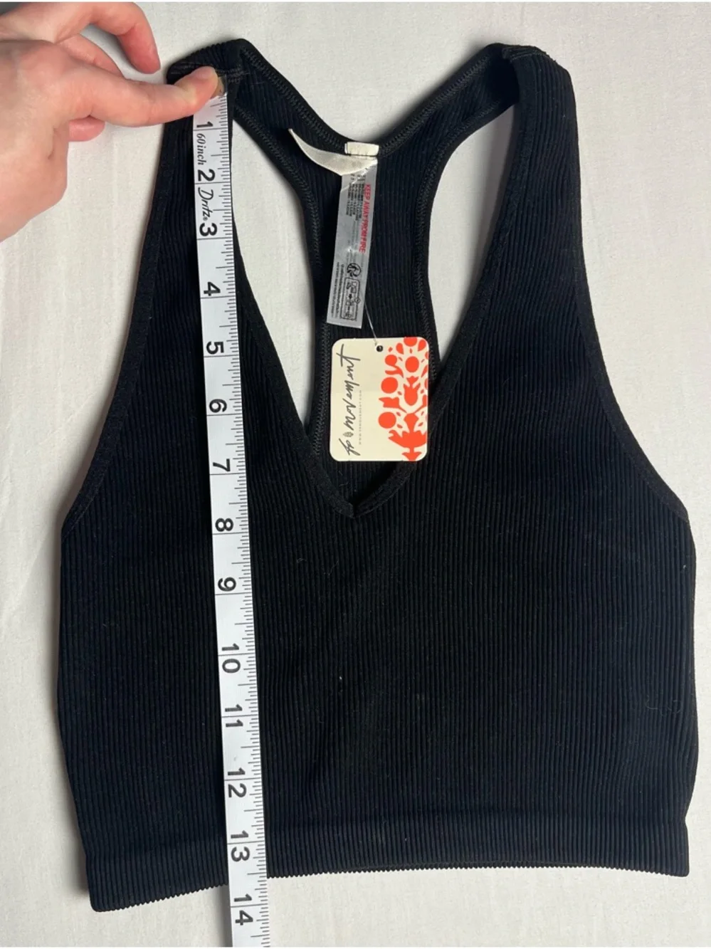 Black Ribbed Racerback Crop Tank/Bra - Picture 7 of 8